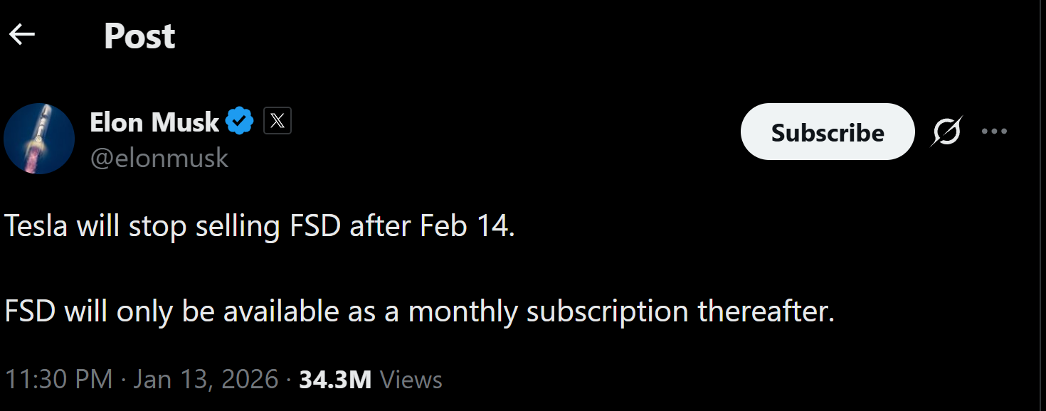 Tesla FSD Subscription Model